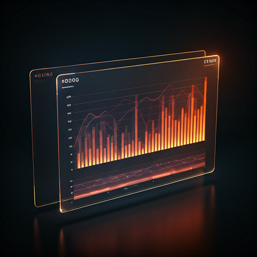 Tableau de bord affichant un histogramme de revenus en dégradé orange